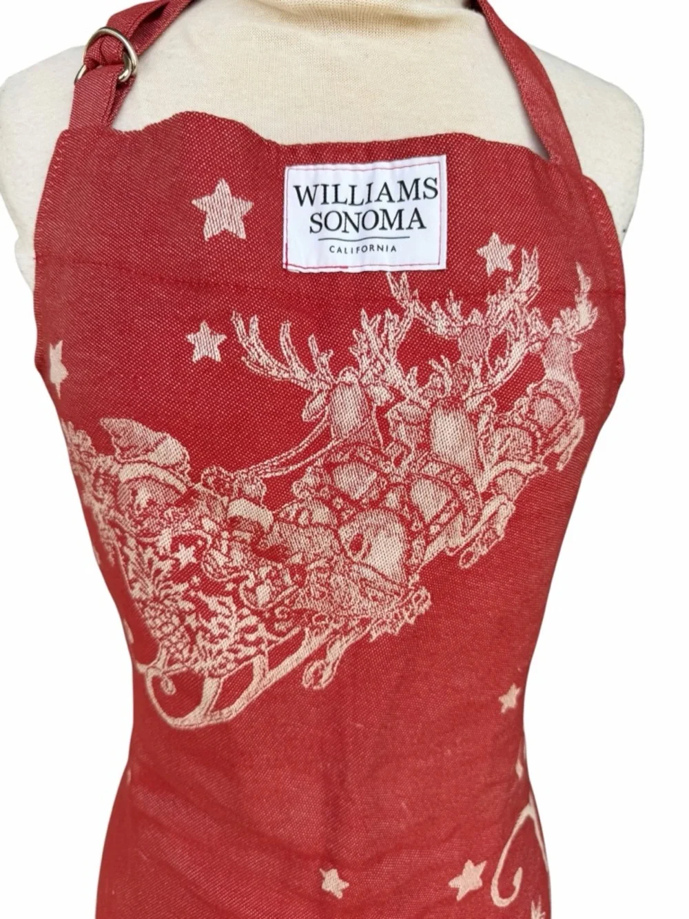 Williams-Sonoma Twas The Night Before Christmas Jacquard Apron Red White NWT OS